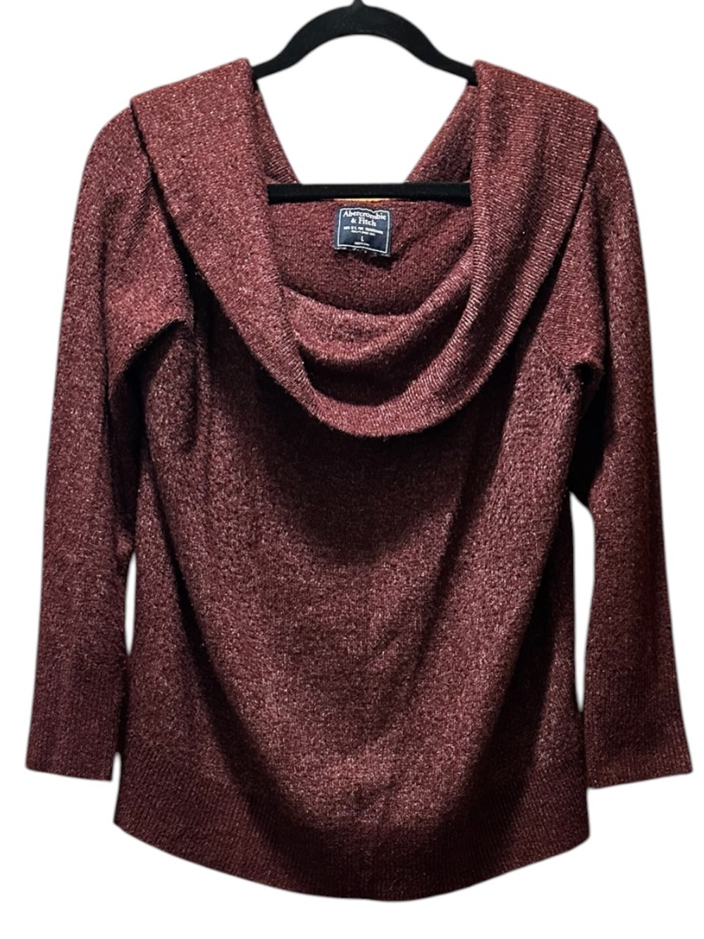 Abercrombie & Fitch Metallic Cowl Neck Sweater - Wine